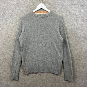 Percival Jumper Mens Medium Grey 100% Merino Wool Sweatshirt Crew Neck Sweater
